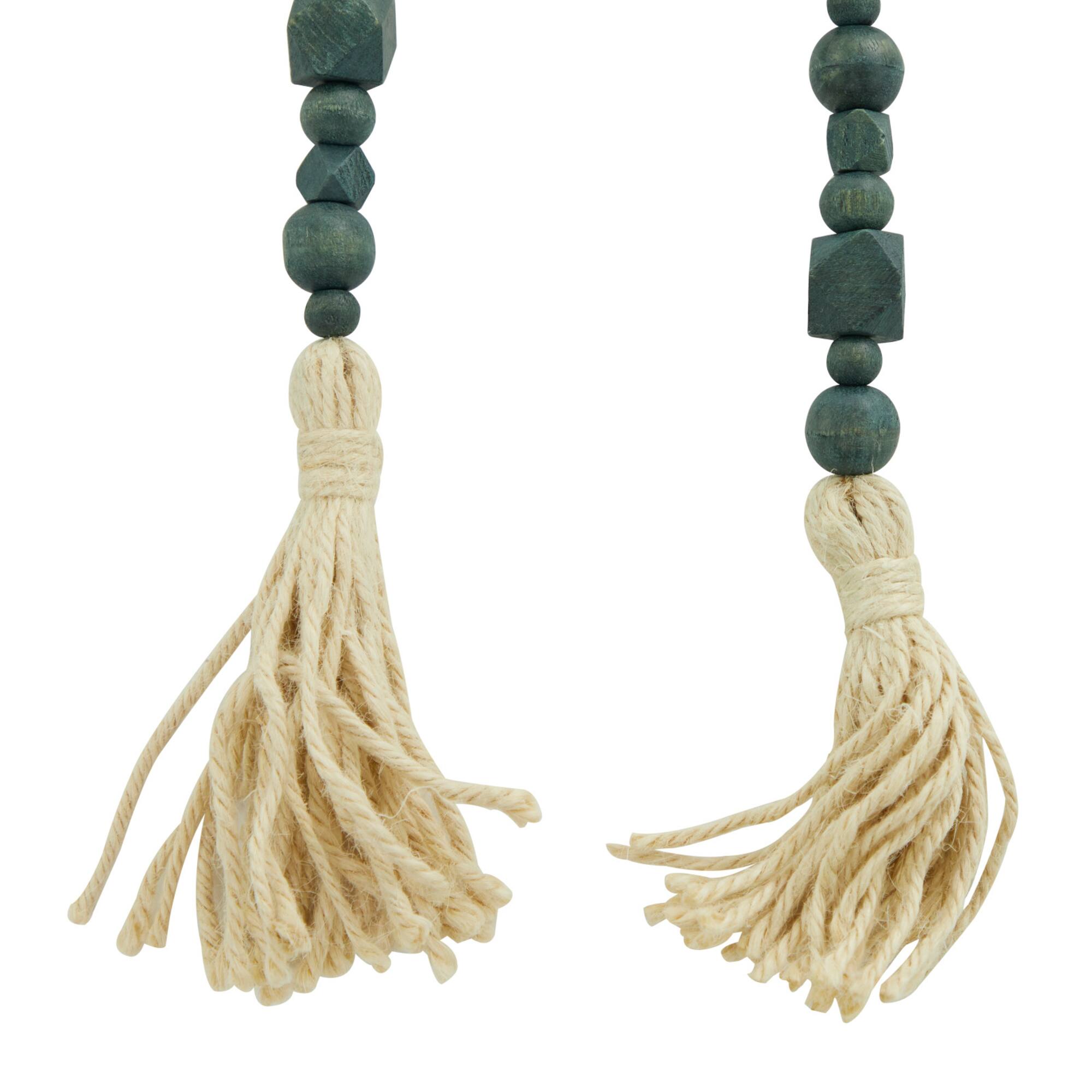 80" Geometric Wood Bead Garland with Tassels